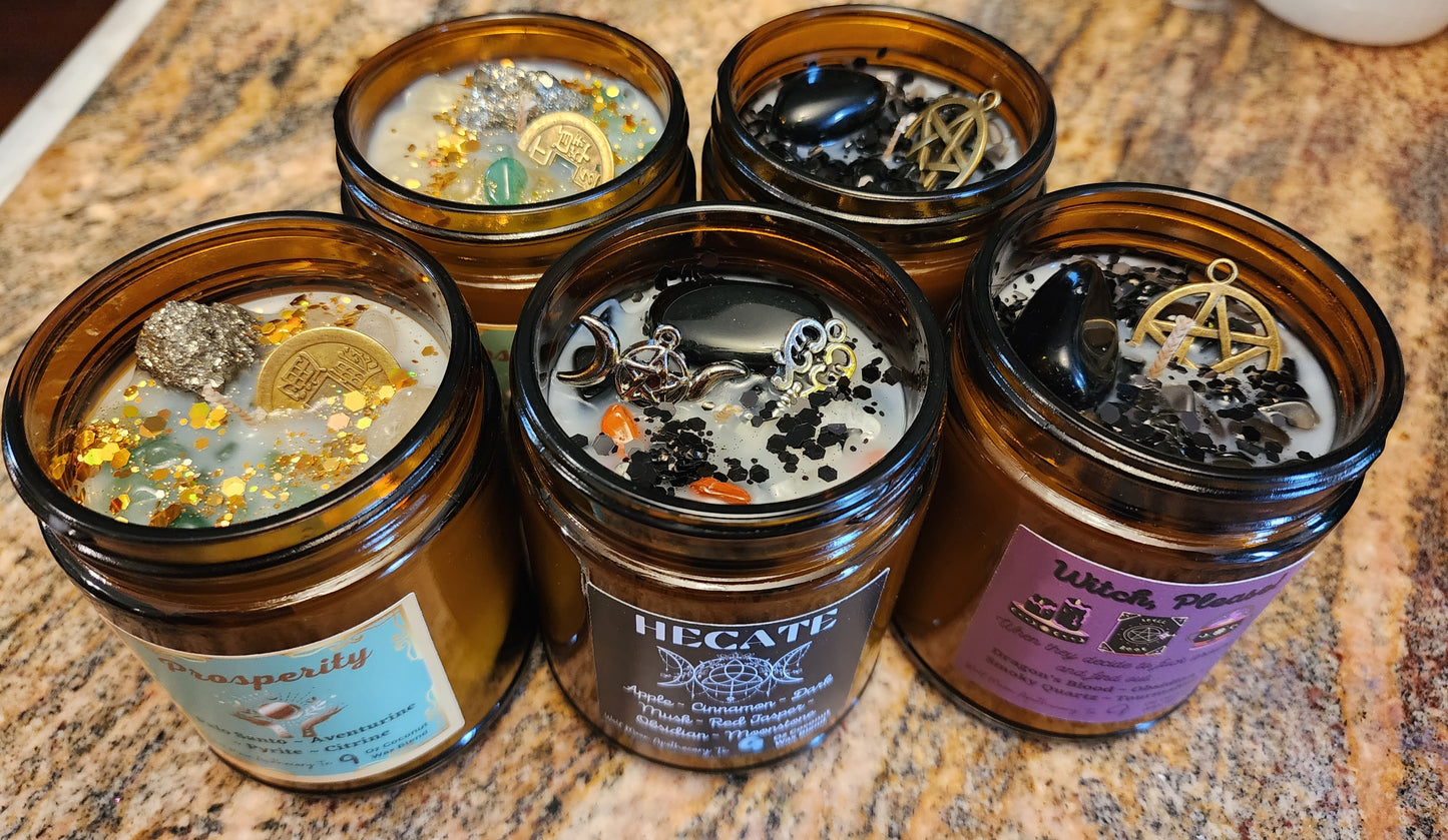 Hecate Candle with Crystals