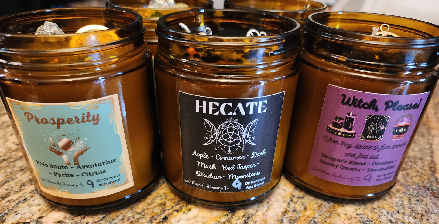 Hecate Candle with Crystals