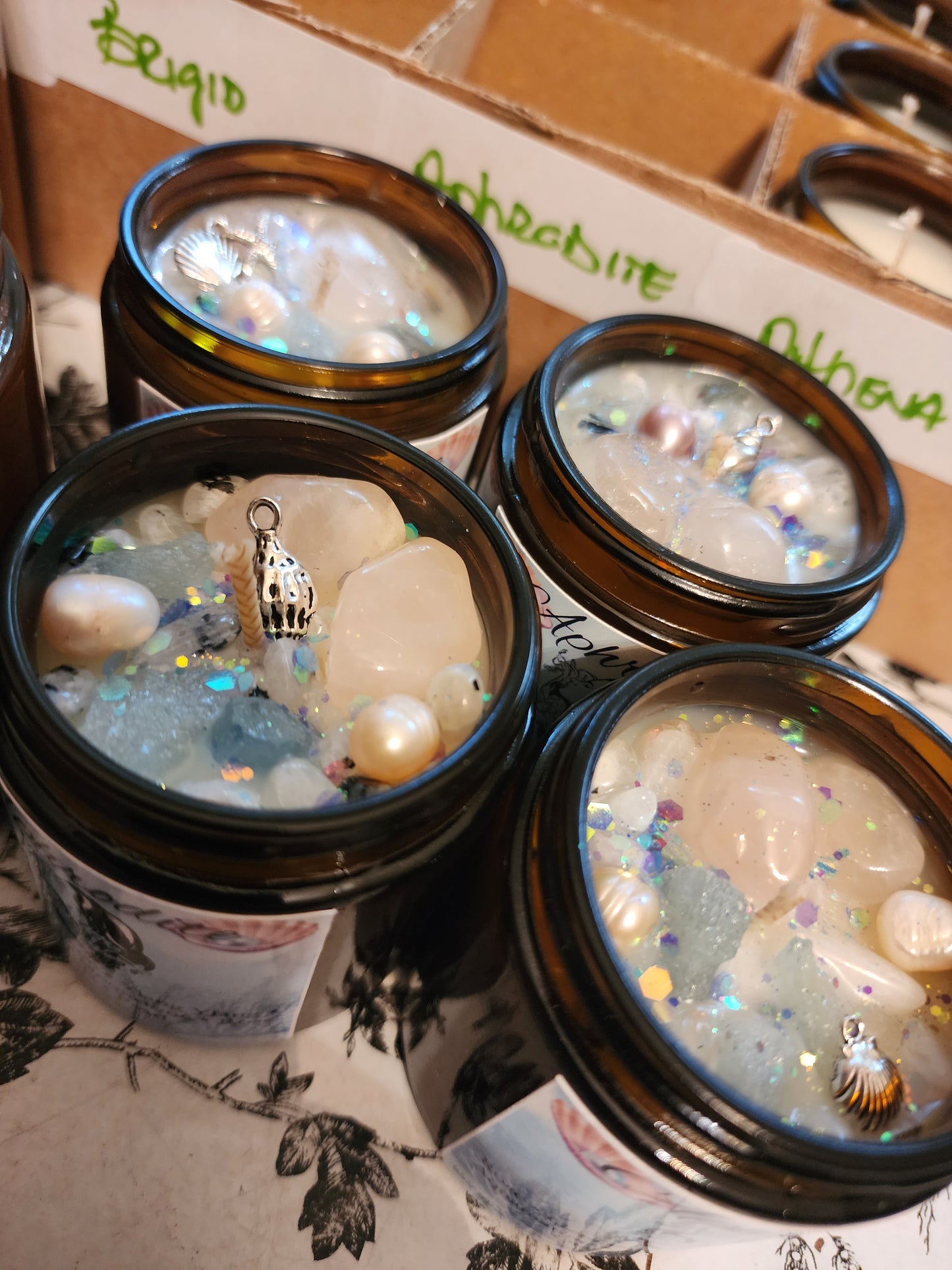Aphrodite Candle with Crystals