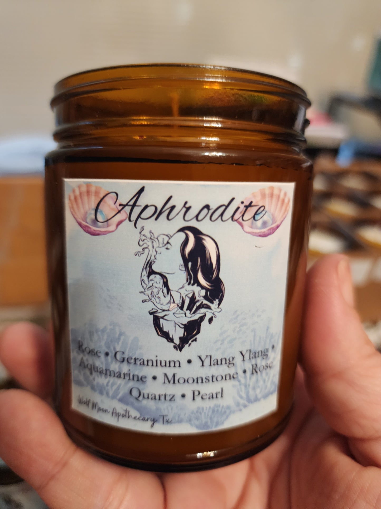 Aphrodite Candle with Crystals