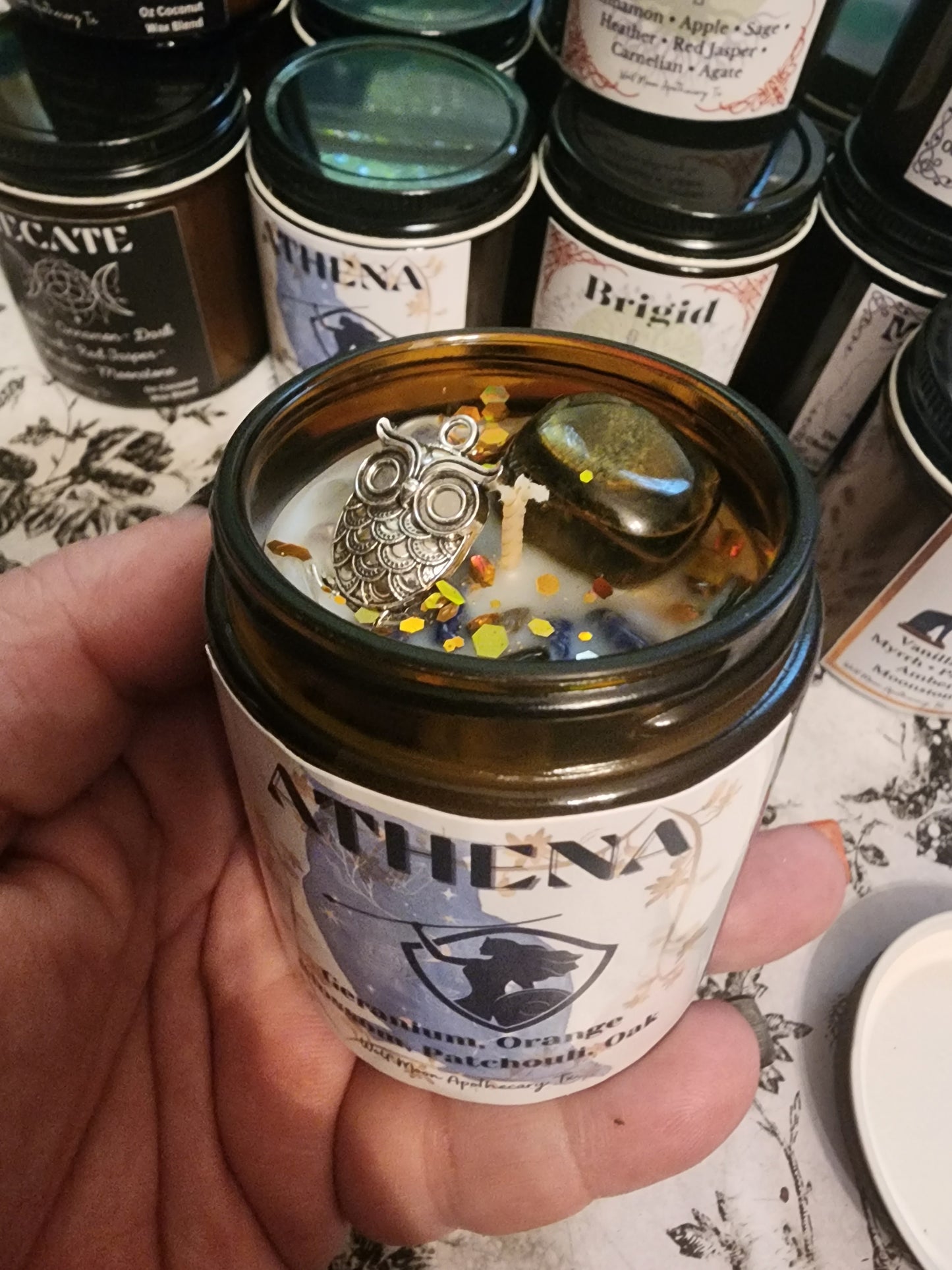 Athena Candle with Crystals