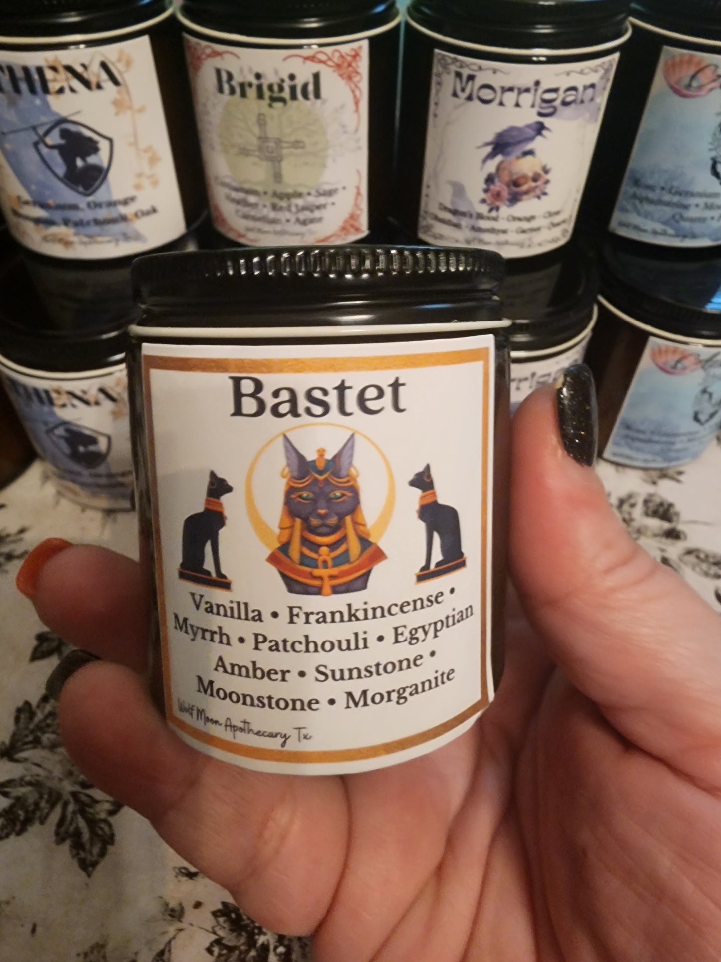 Bastet Candle with Crystals