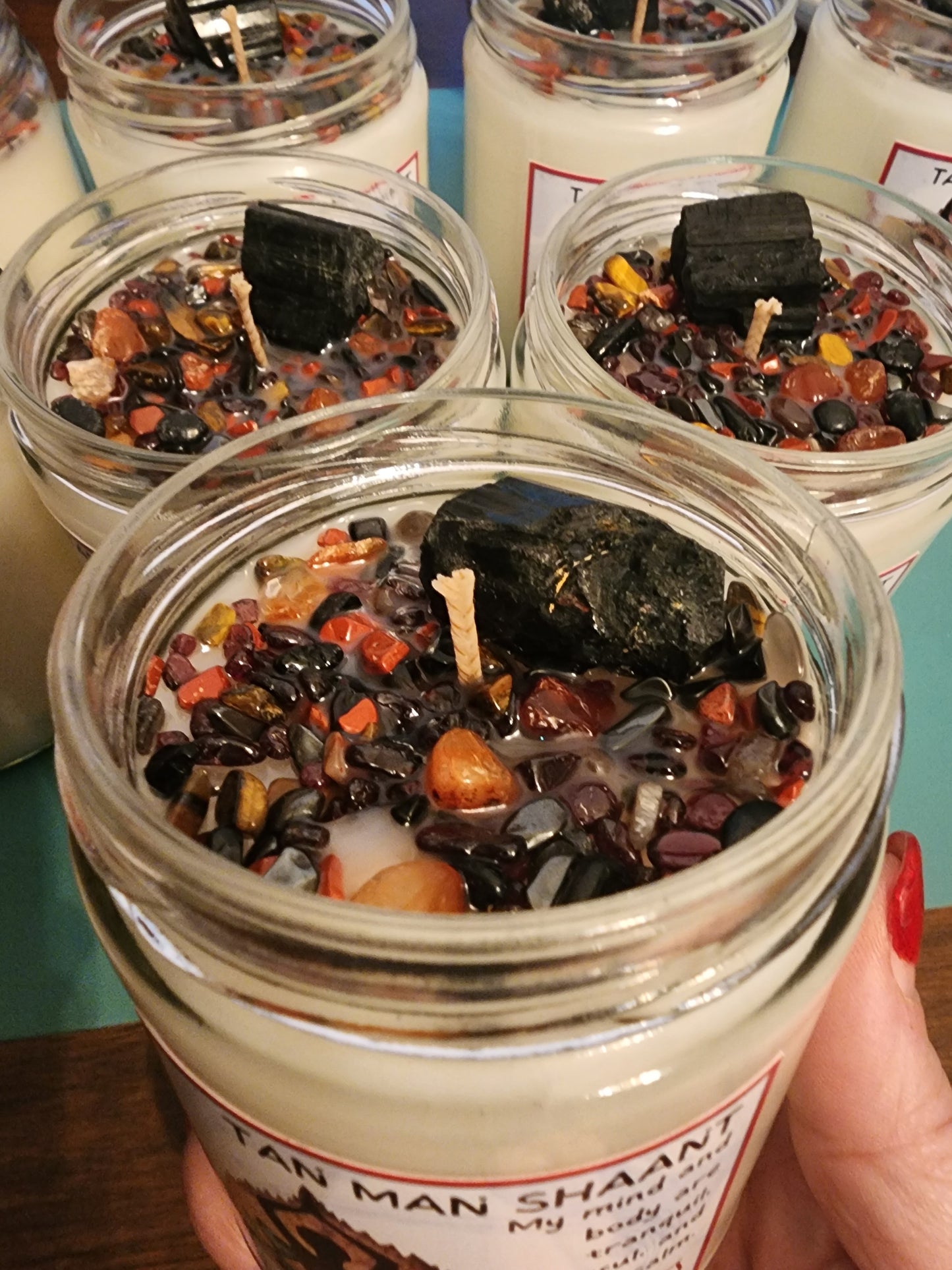 Root Chakra Candle with Crystals