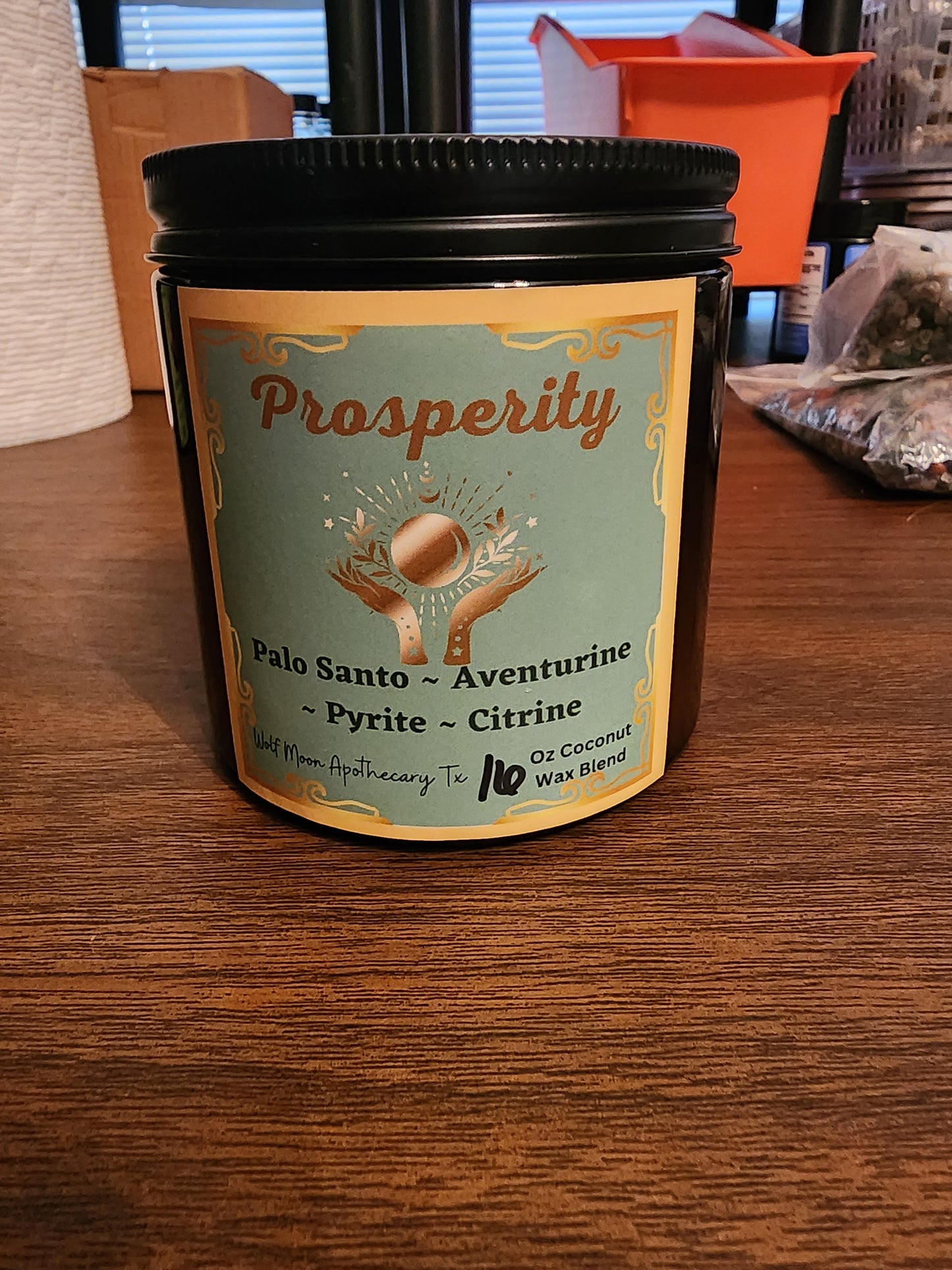 Prosperity Candle with Crystals