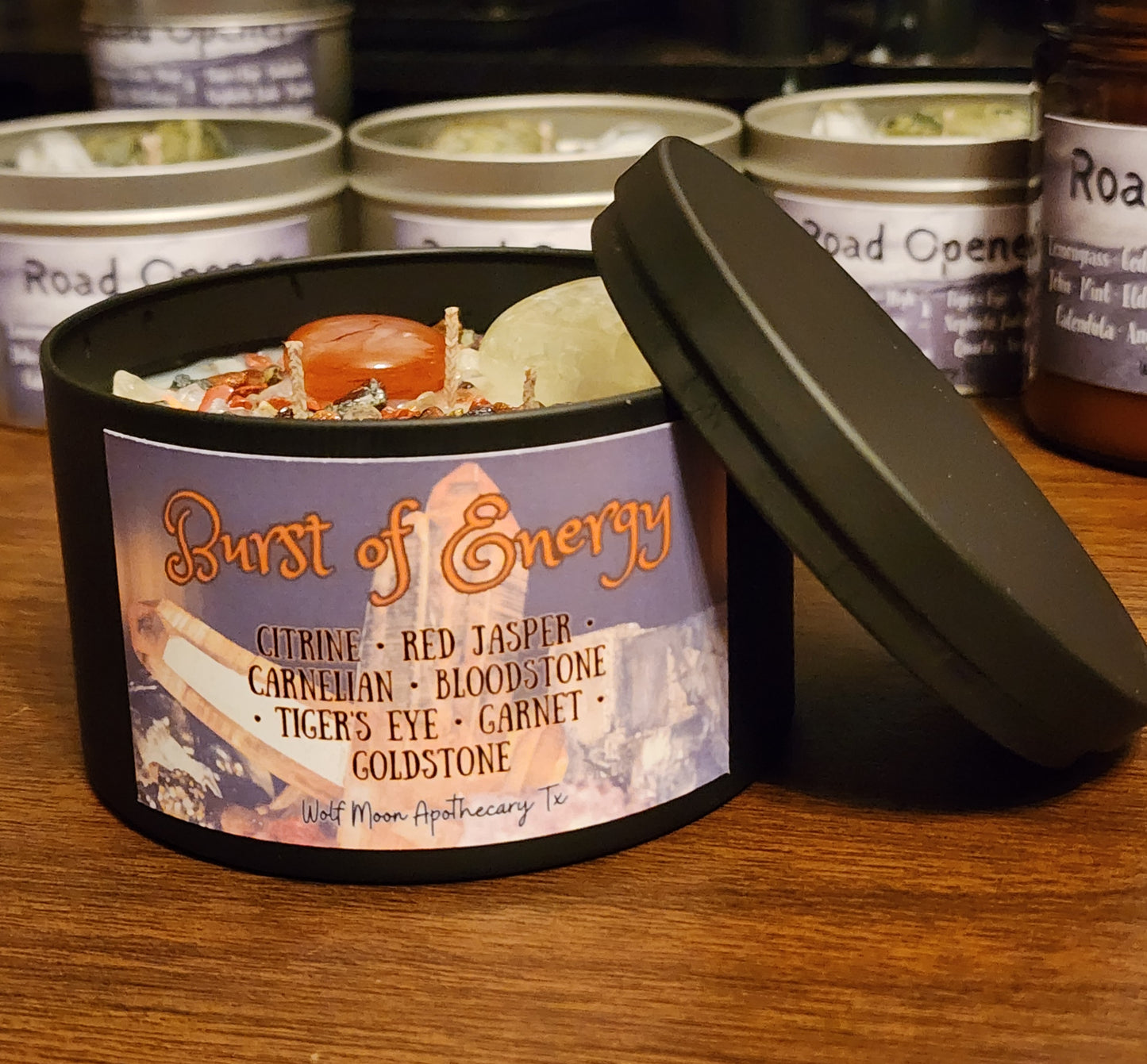 Burst Of Energy Candle with Crystals