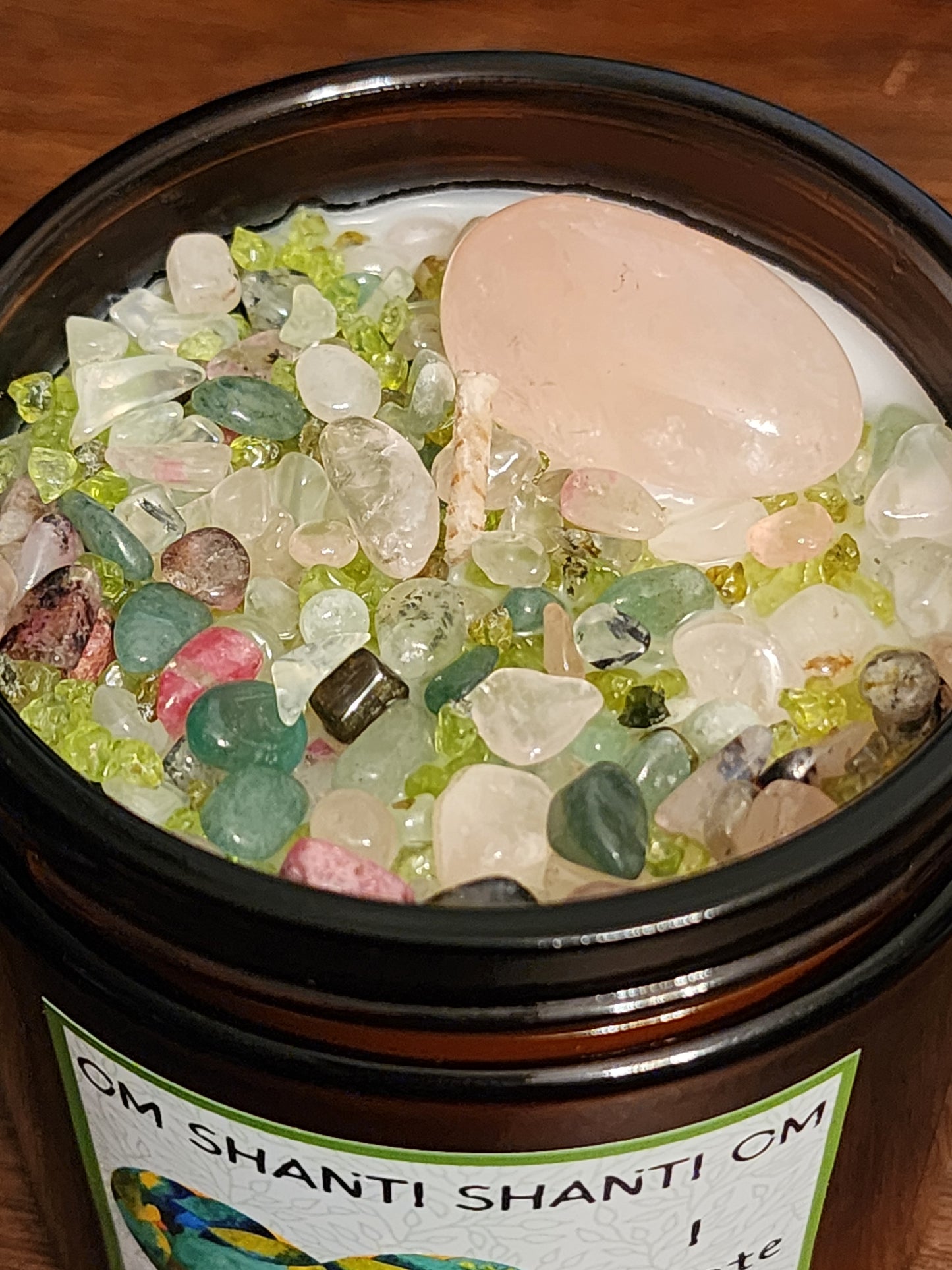 Heart Chakra Candle with Crystals