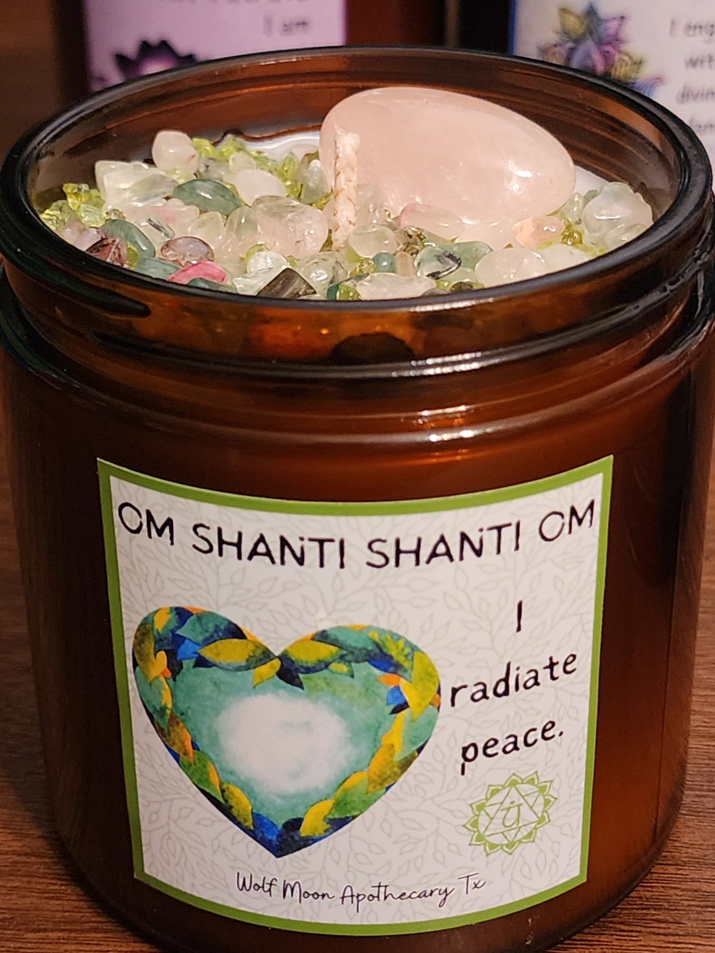 Heart Chakra Candle with Crystals
