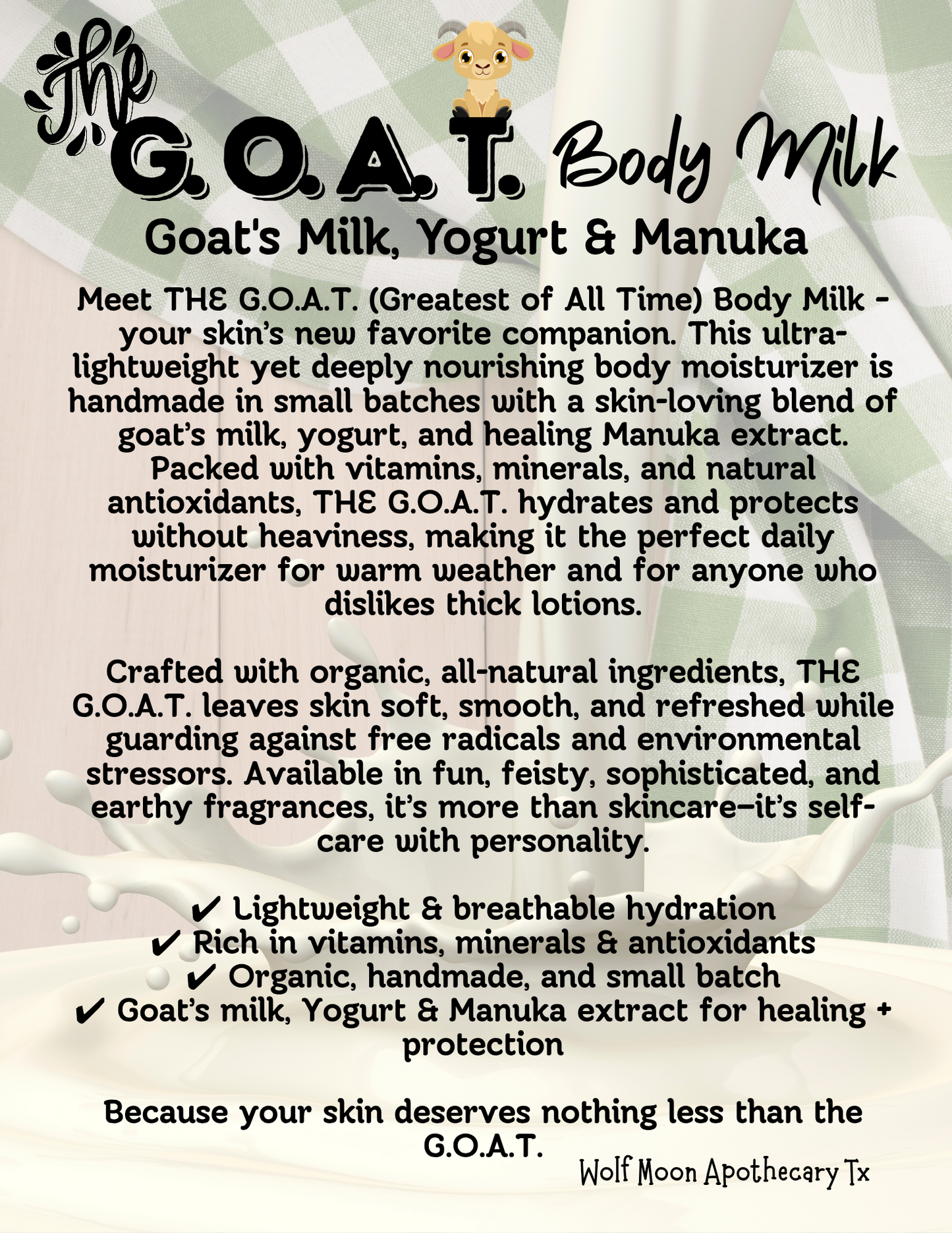 Ultra Hydrating Skin Milk | The G.O.A.T | Butt Naked
