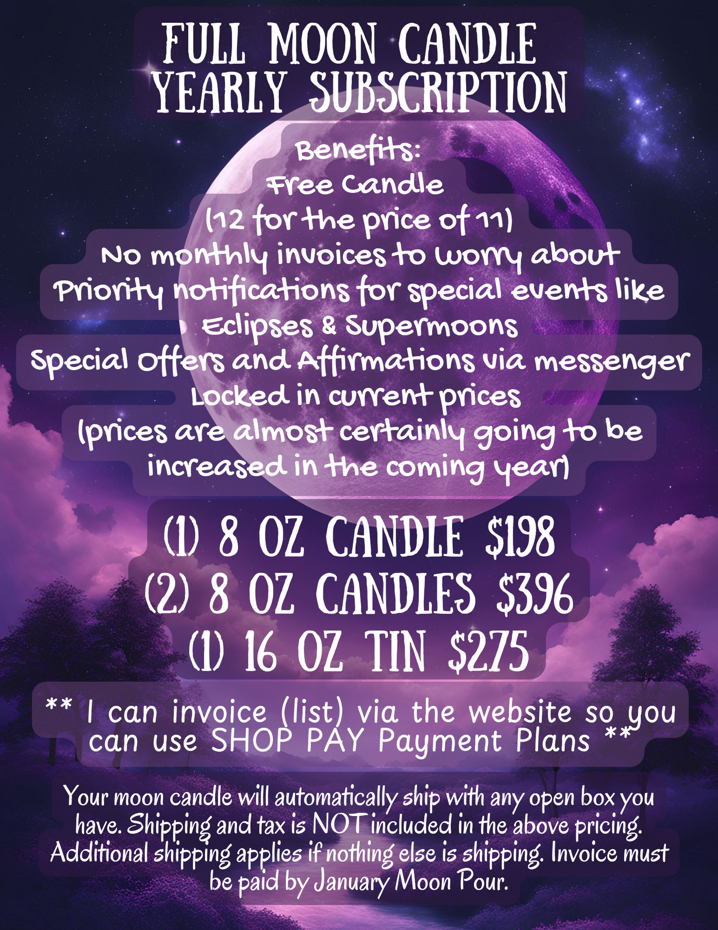 YEARLY FULL MOON CANDLE SUBSCRIPTION