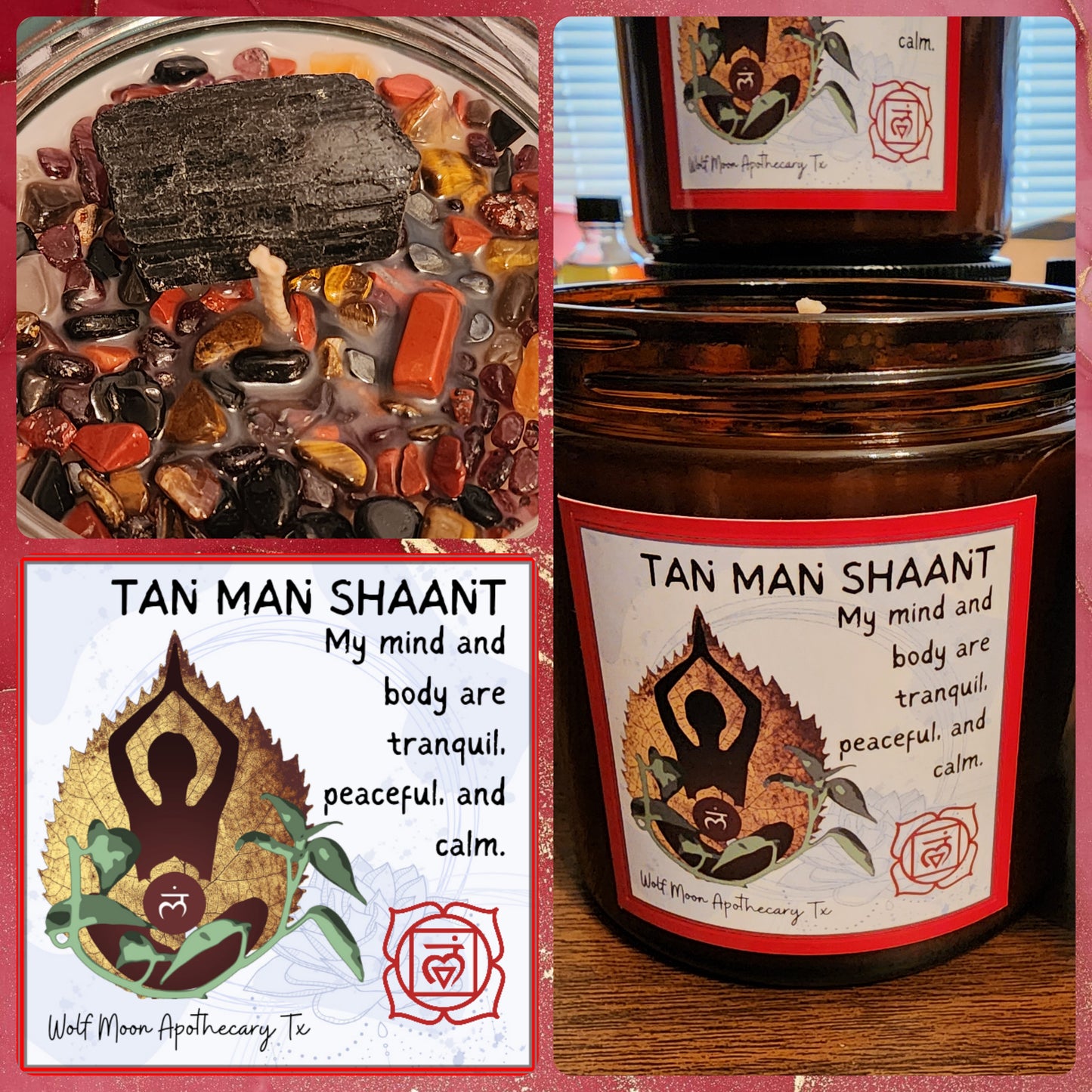 Root Chakra Candle with Crystals