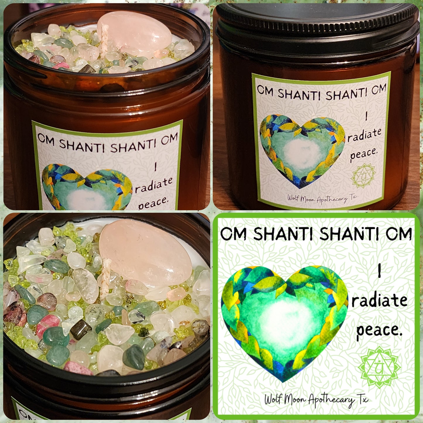 Heart Chakra Candle with Crystals