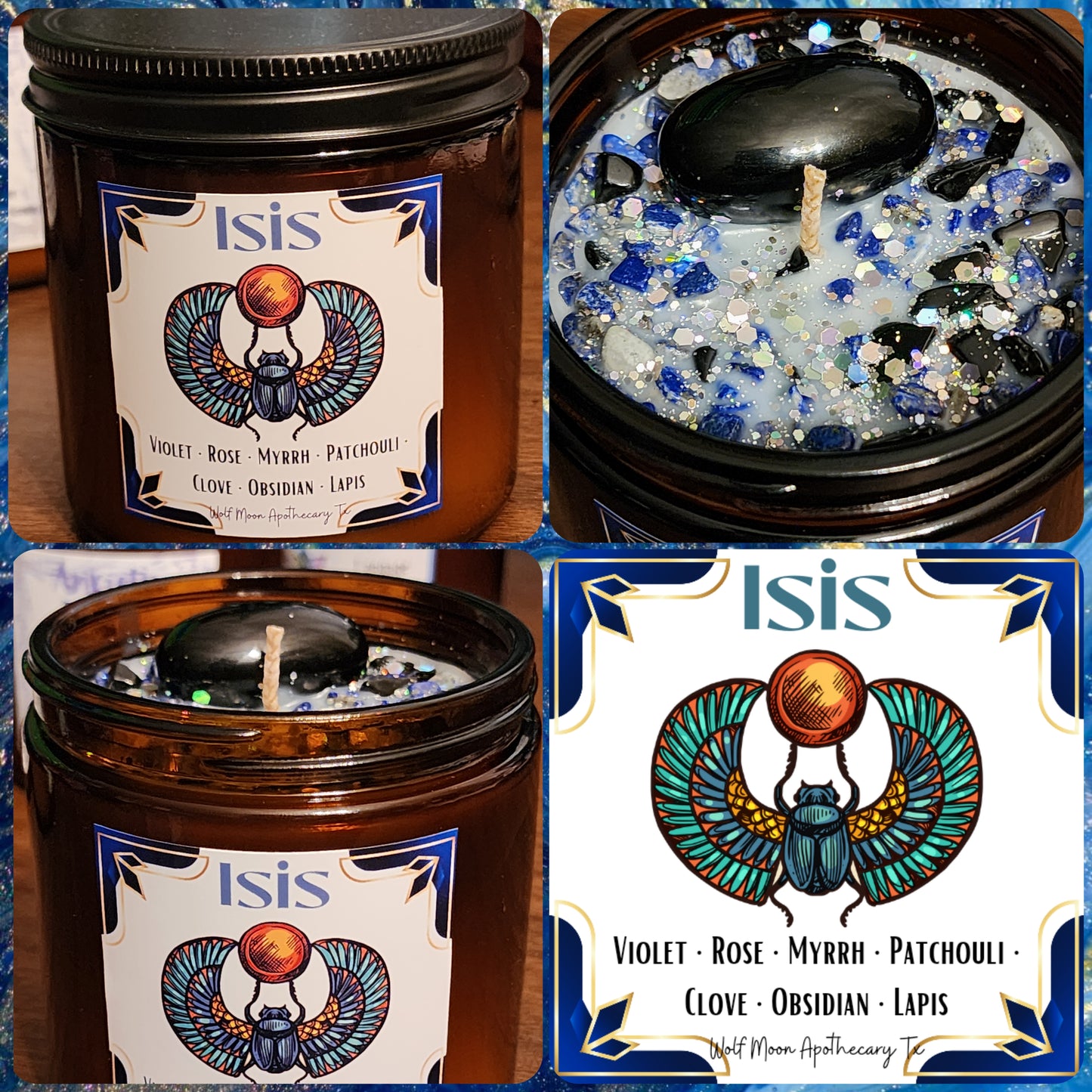 Isis Candle with Crystals