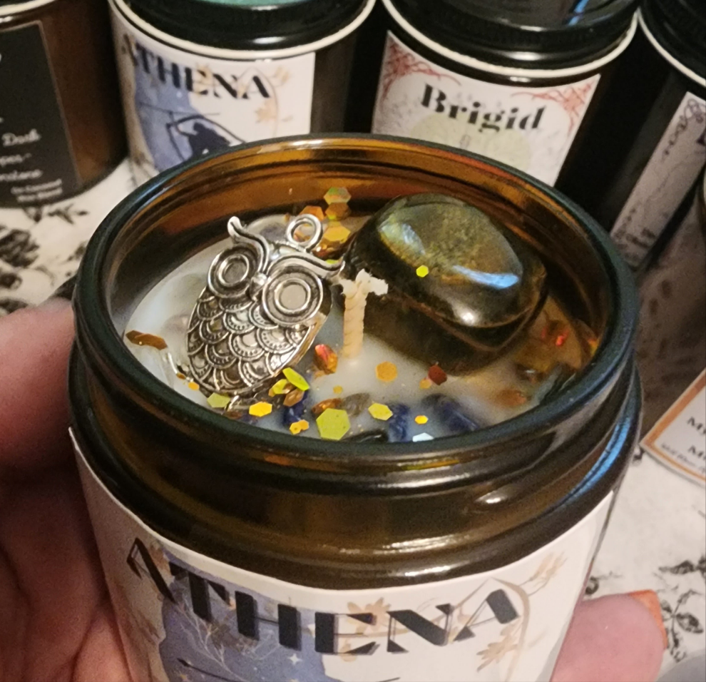 Athena Candle with Crystals