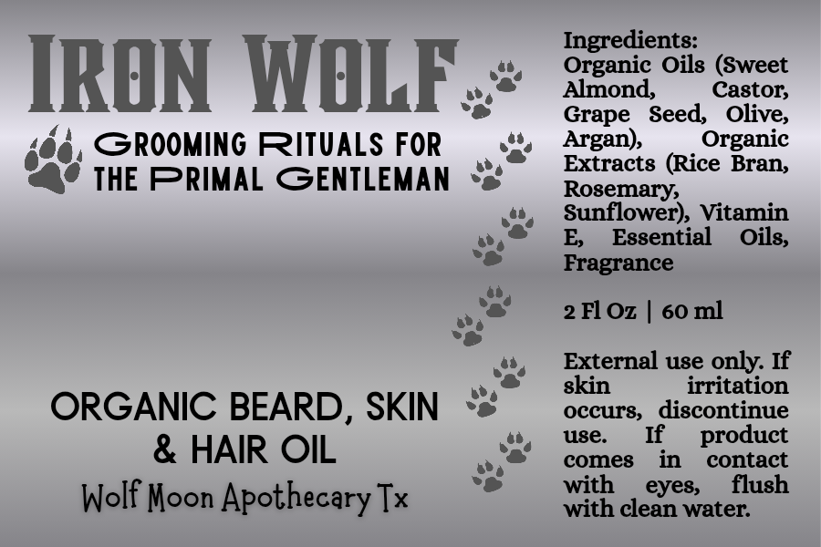 IRON WOLF Organic Beard, Skin & Hair Oil - Wolf Moon Apothecary TX