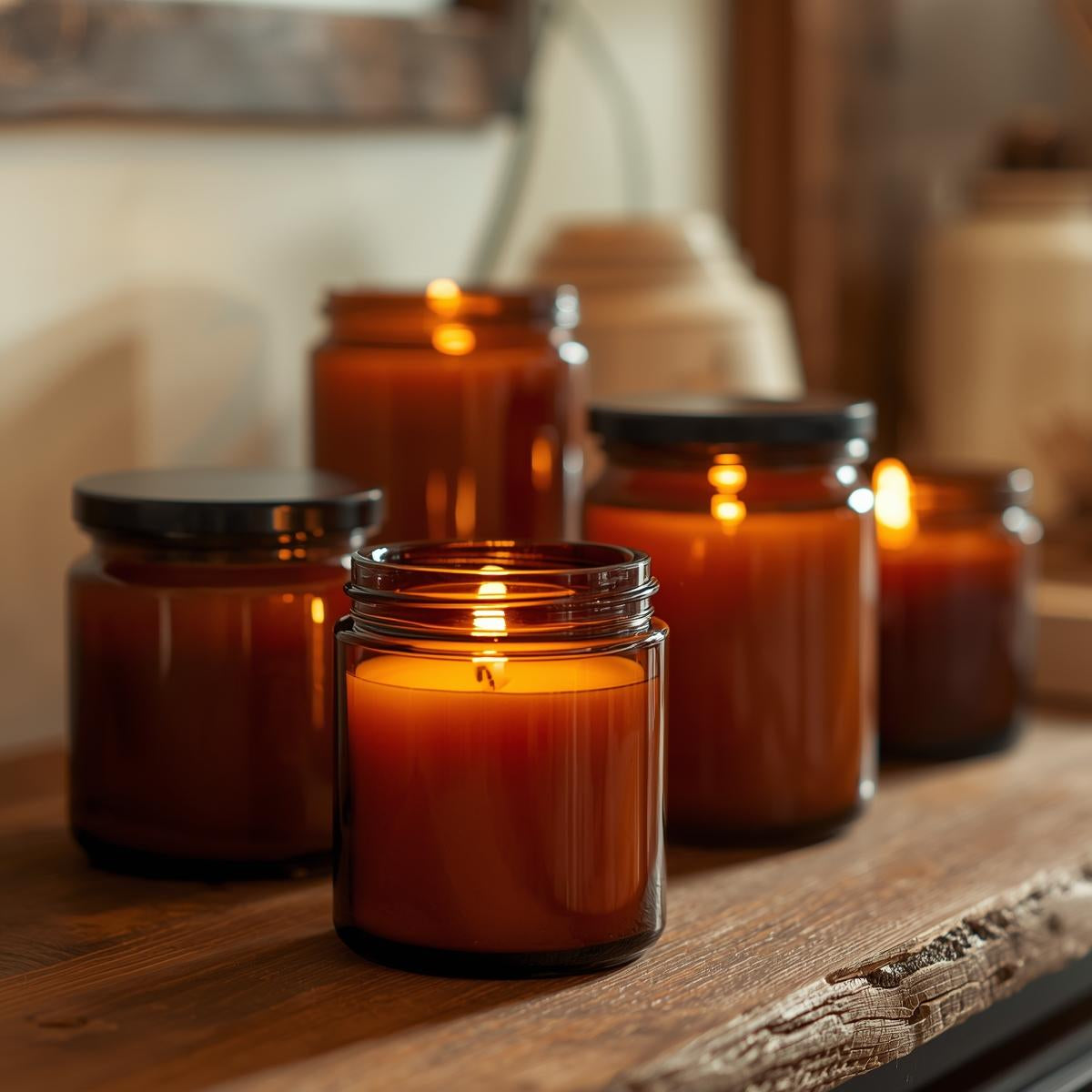 Winter Holiday | Hand-Poured Candles in 16 Oz Amber Jars | Organic Coconut Wax Blend | Cotton Core Wicks