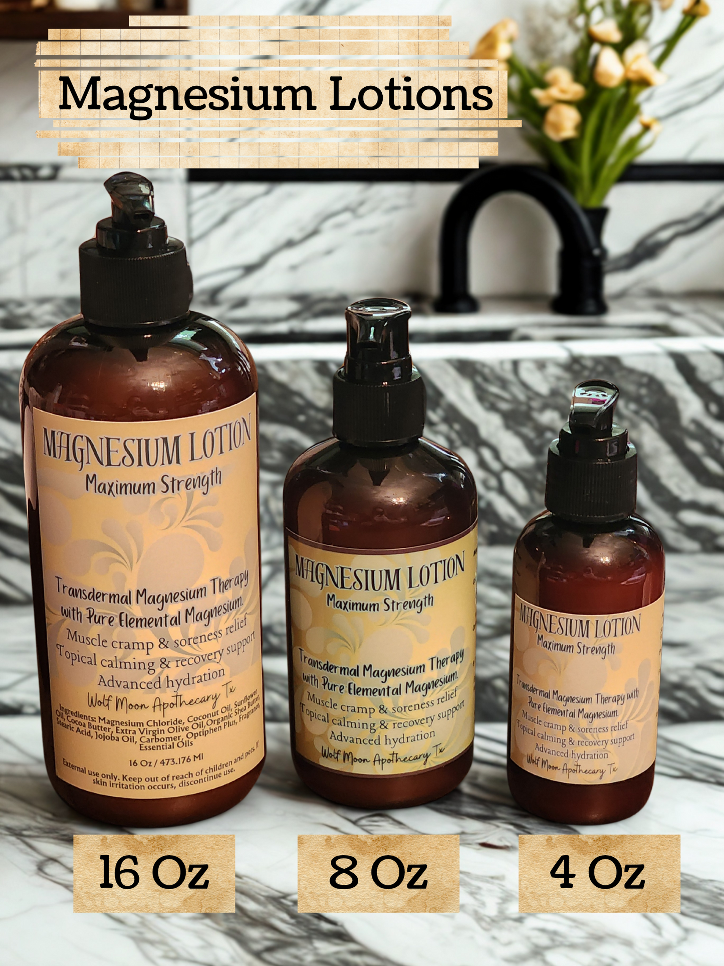 Magnesium Infused Lotion | Maximum Strength | Transdermal Magnesium Therapy | 16 Oz Pumps