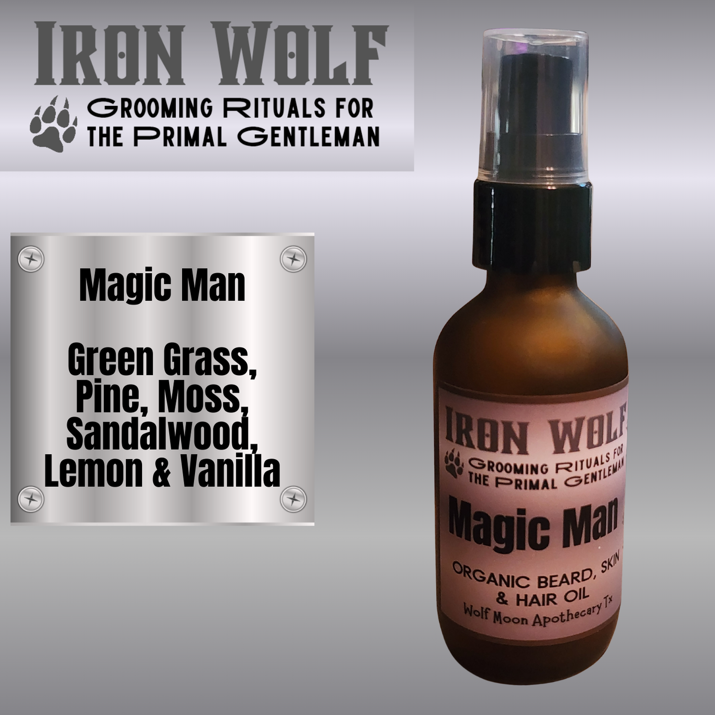 IRON WOLF Organic Beard, Skin & Hair Oil