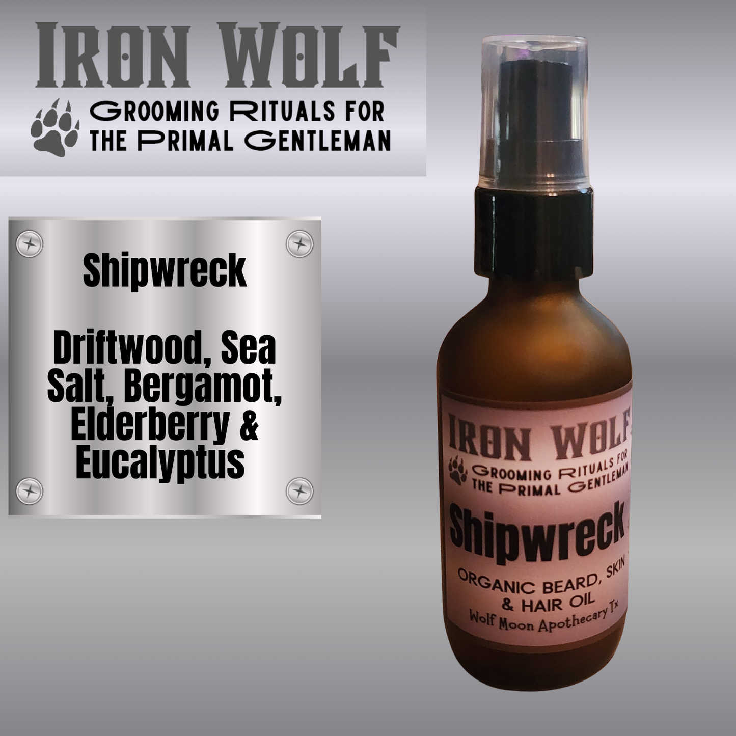 IRON WOLF Organic Beard, Skin & Hair Oil