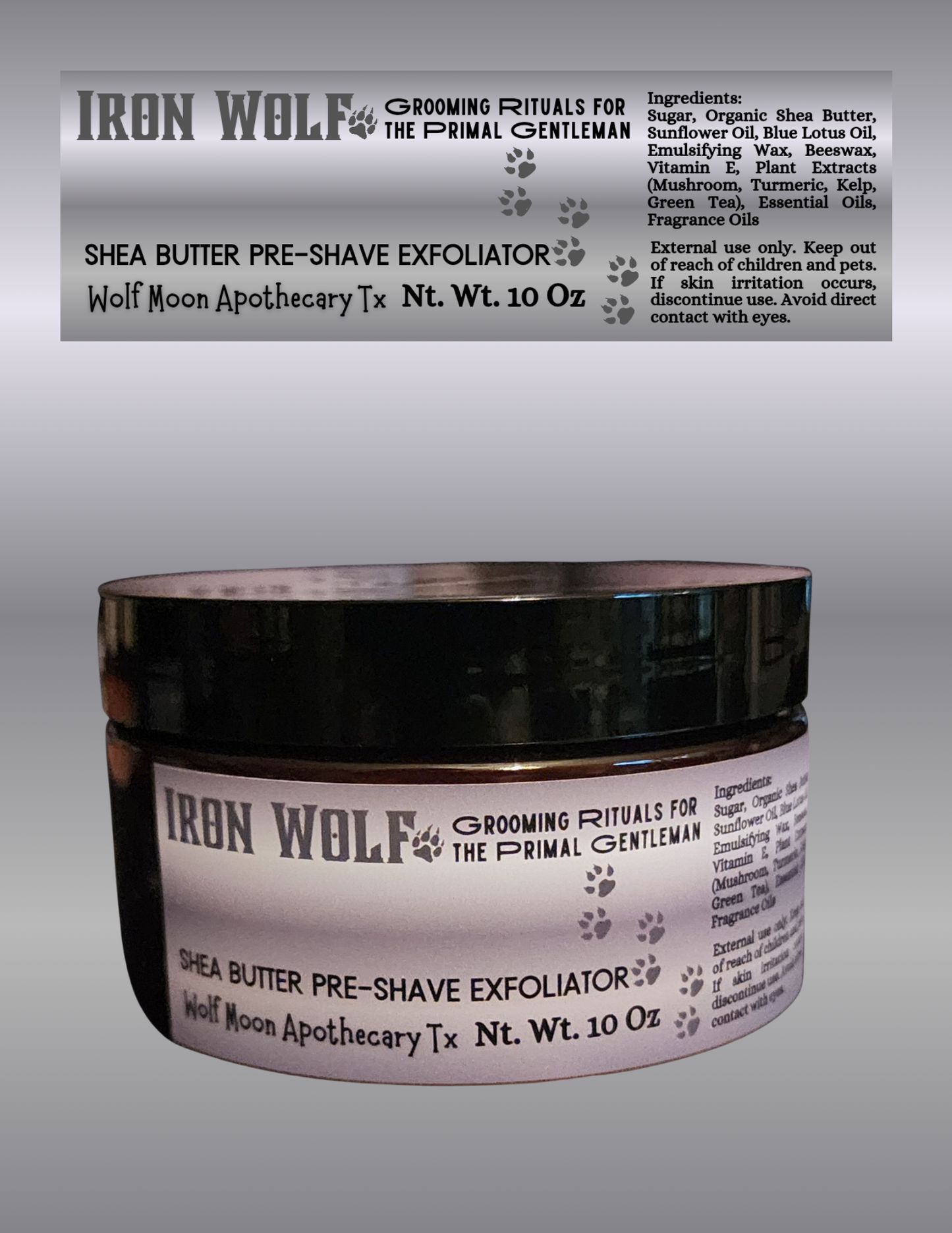 IRON WOLF Organic Shea Butter Pre-Shave Exfoliator