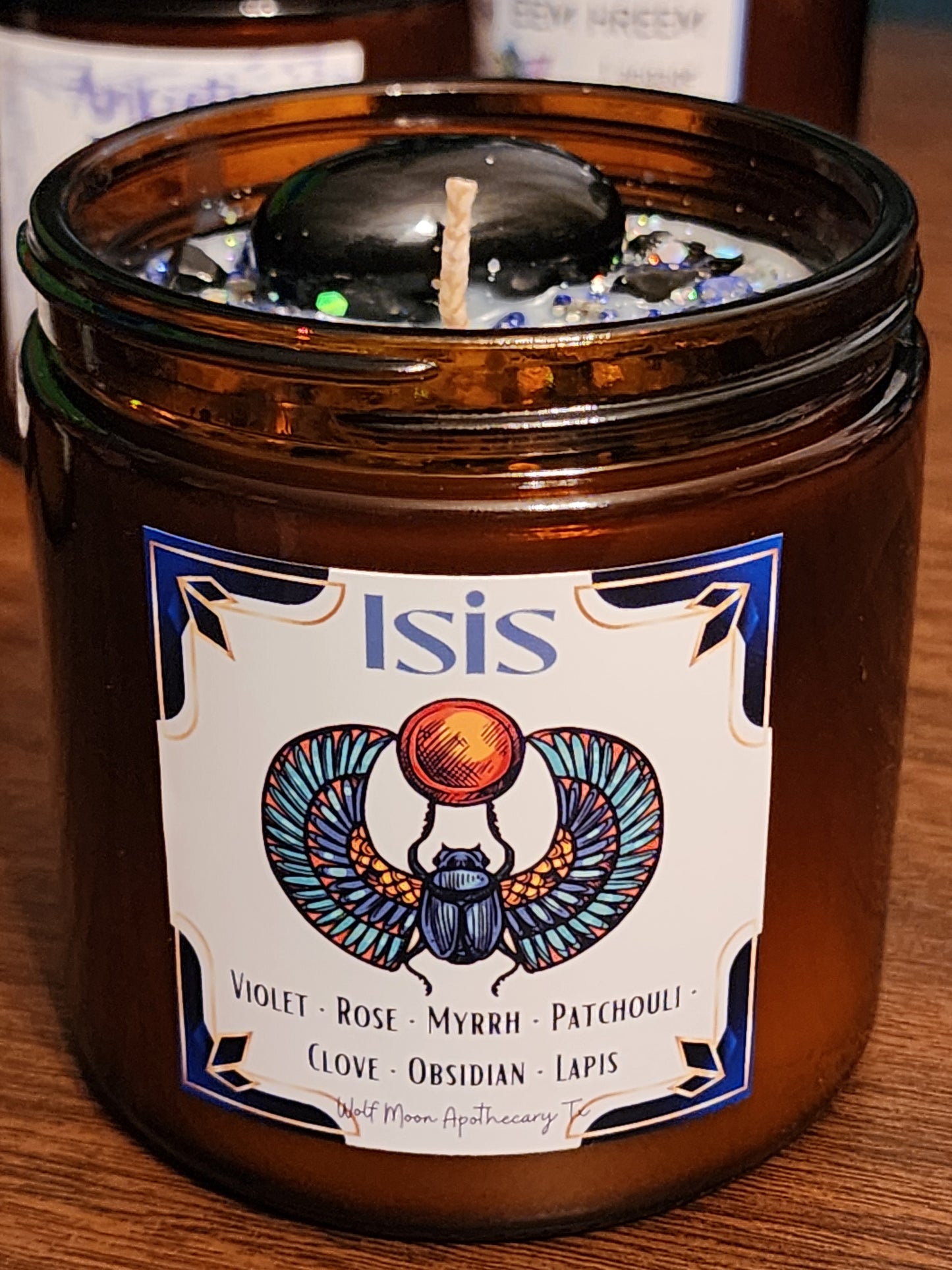 Isis Candle with Crystals