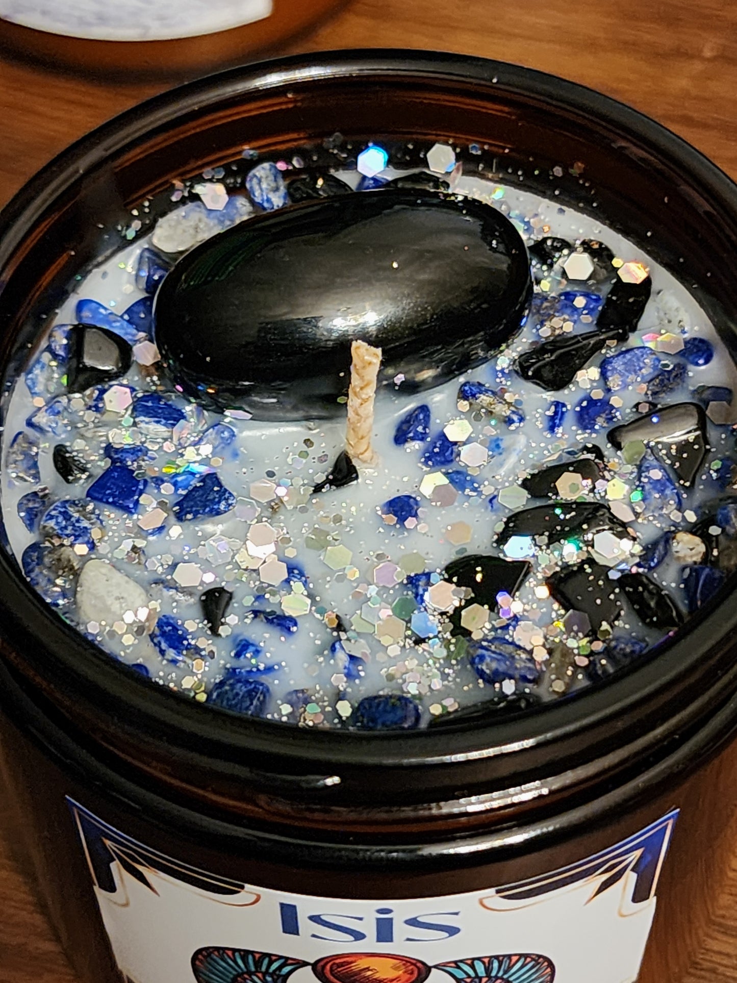 Isis Candle with Crystals