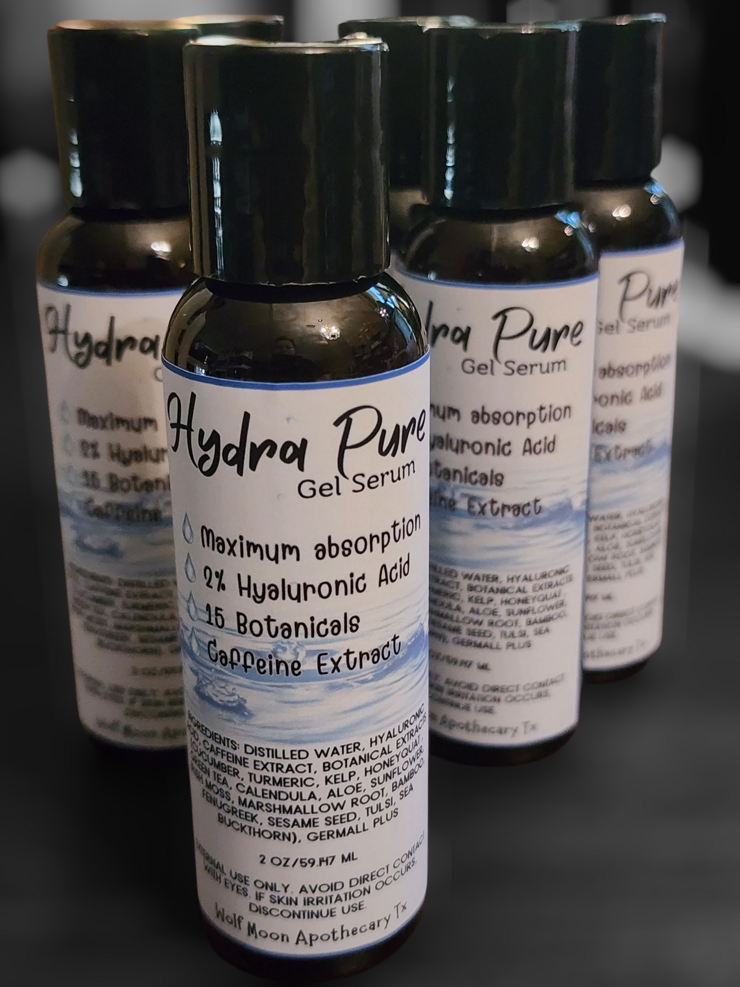 Hydra PURE | Hyaluronic Acid Gel Serum | Natural Organic Botanicals | Caffeine Extract | Extreme Hydration