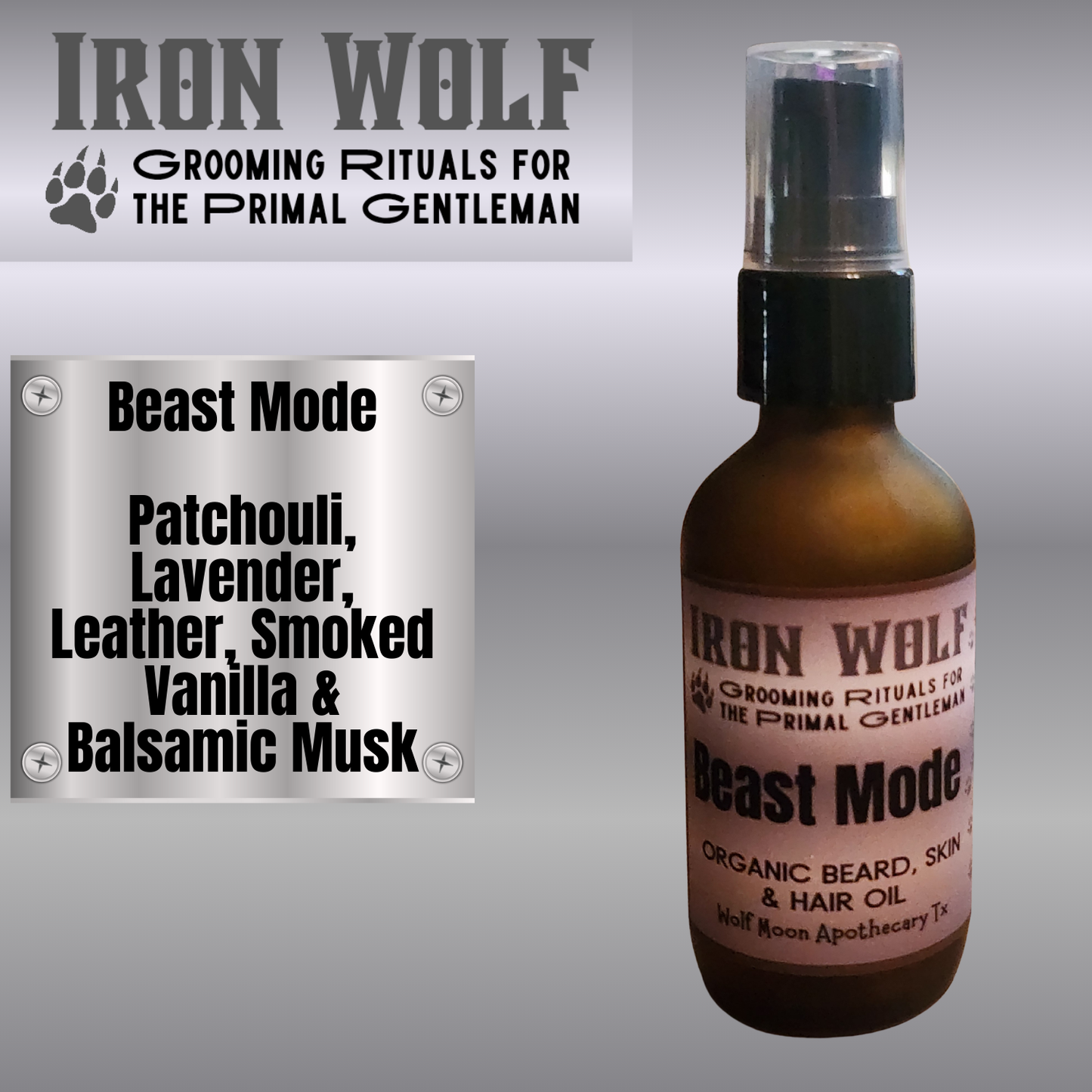 IRON WOLF Organic Beard, Skin & Hair Oil