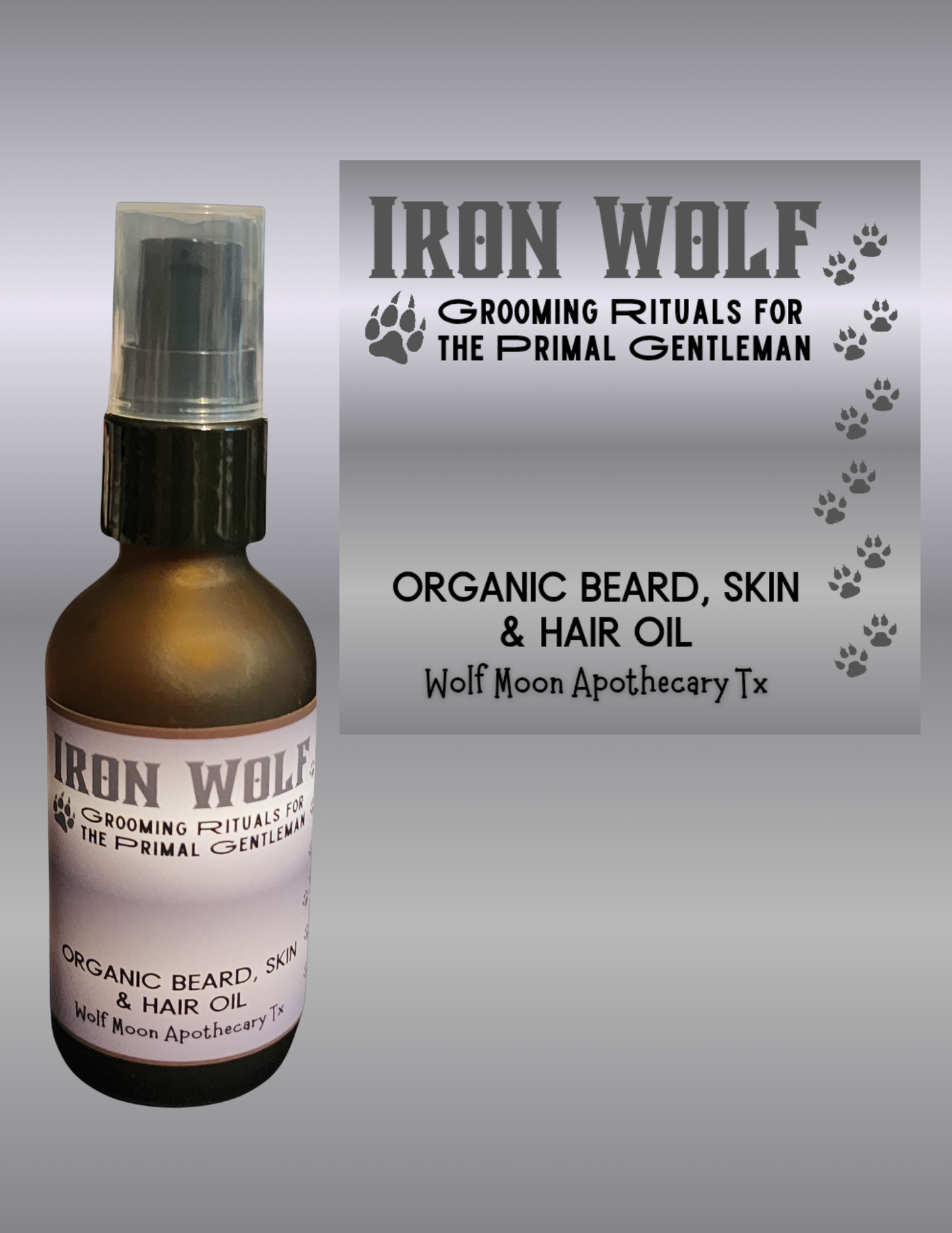 IRON WOLF Organic Beard, Skin & Hair Oil