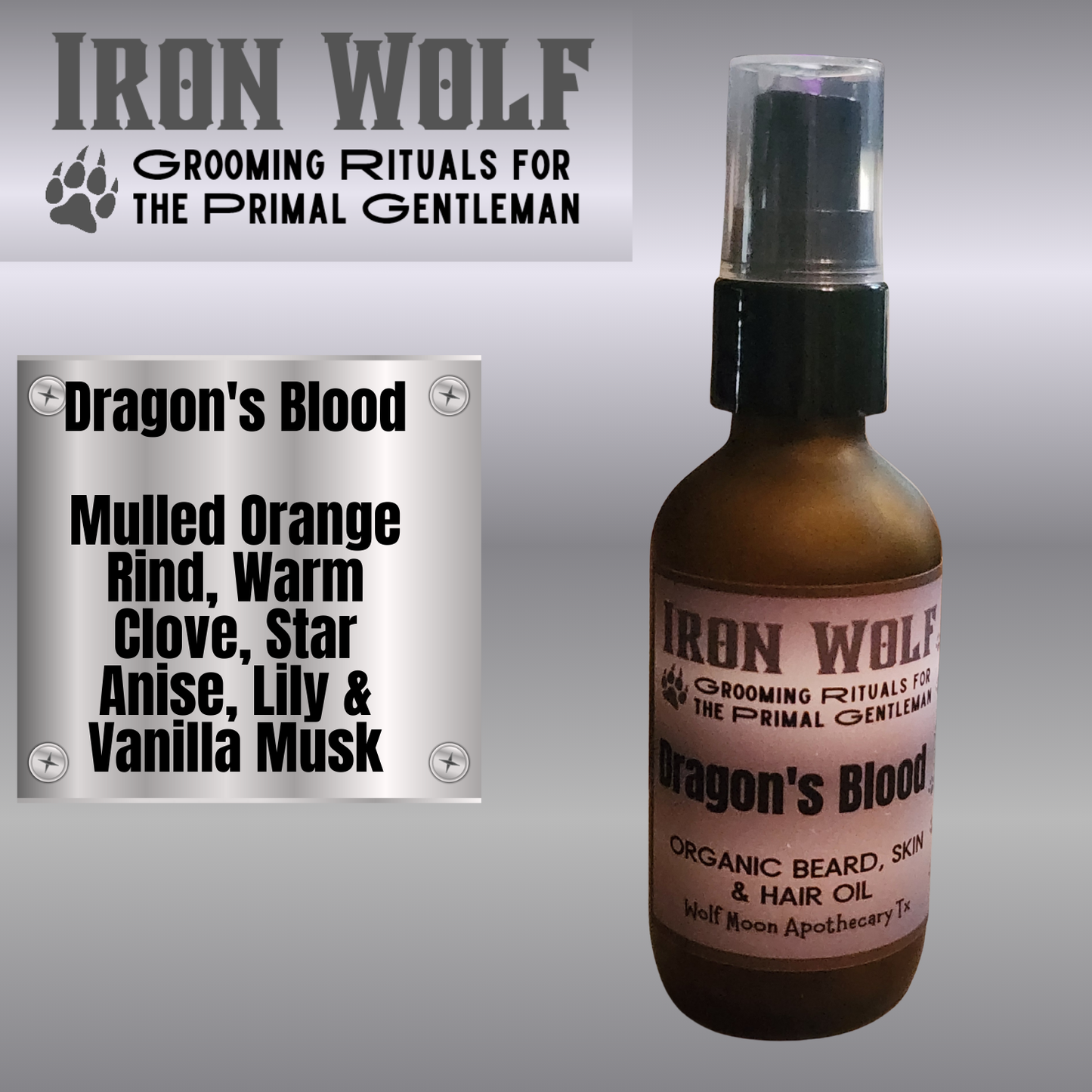 IRON WOLF Organic Beard, Skin & Hair Oil