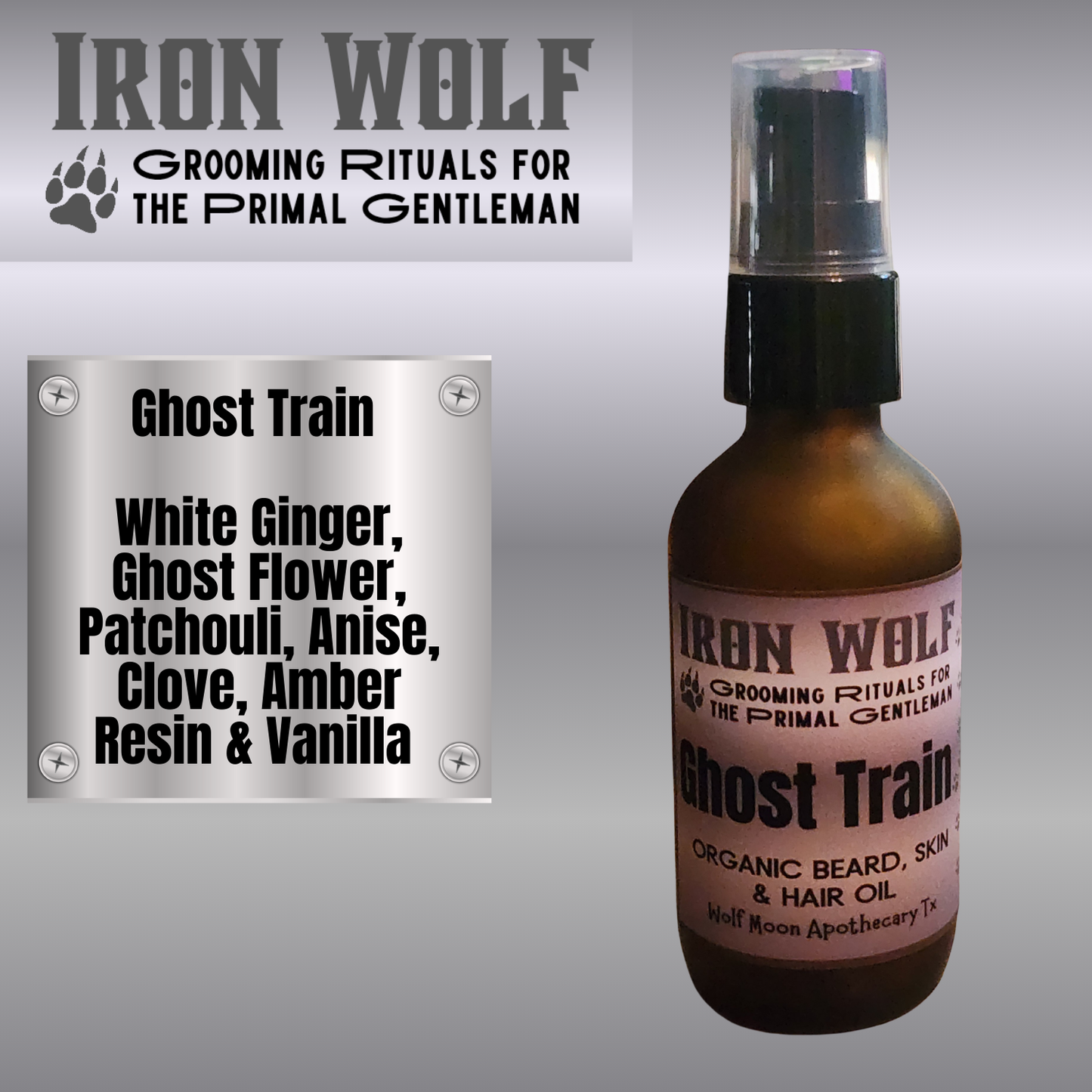 IRON WOLF Organic Beard, Skin & Hair Oil