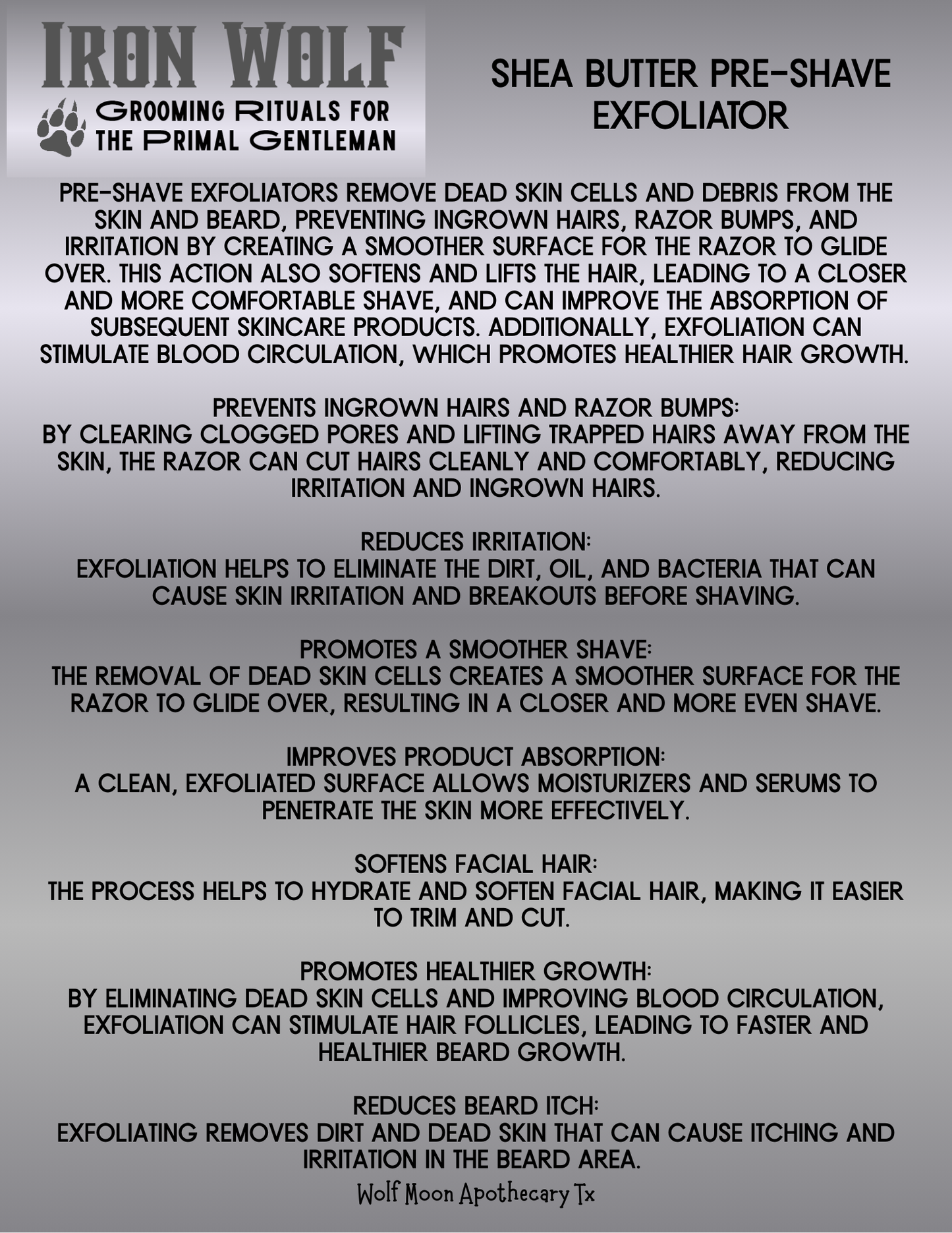 IRON WOLF Organic Shea Butter Pre-Shave Exfoliator