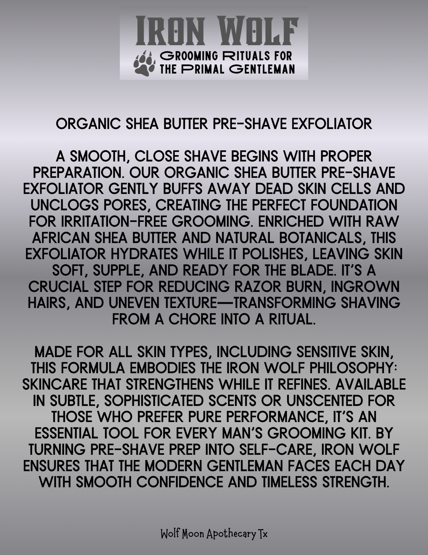 IRON WOLF Organic Shea Butter Pre-Shave Exfoliator