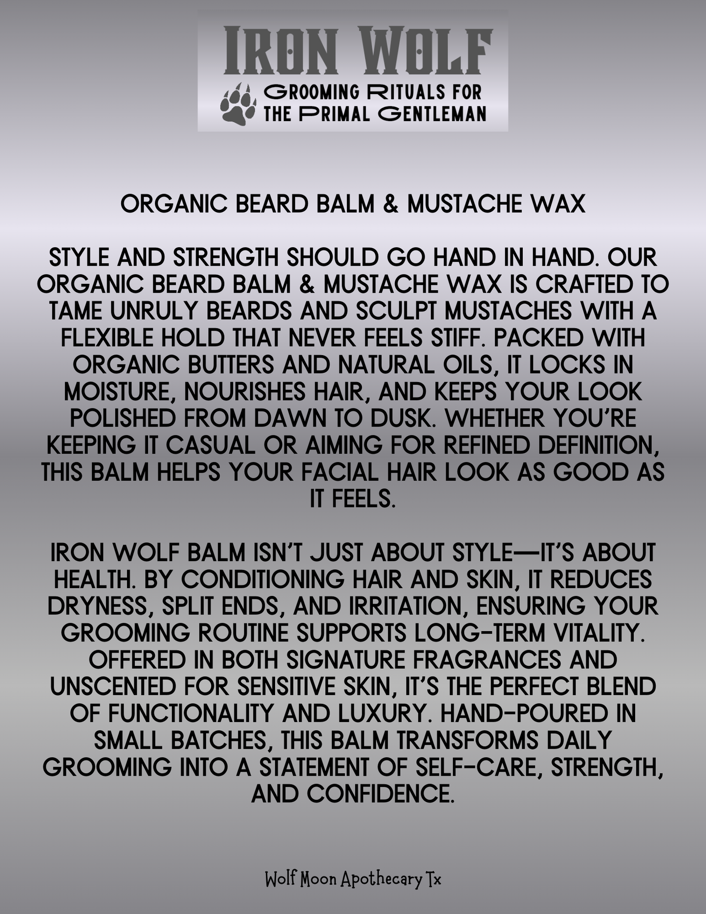 IRON WOLF Organic Beard Balm & Mustache Wax