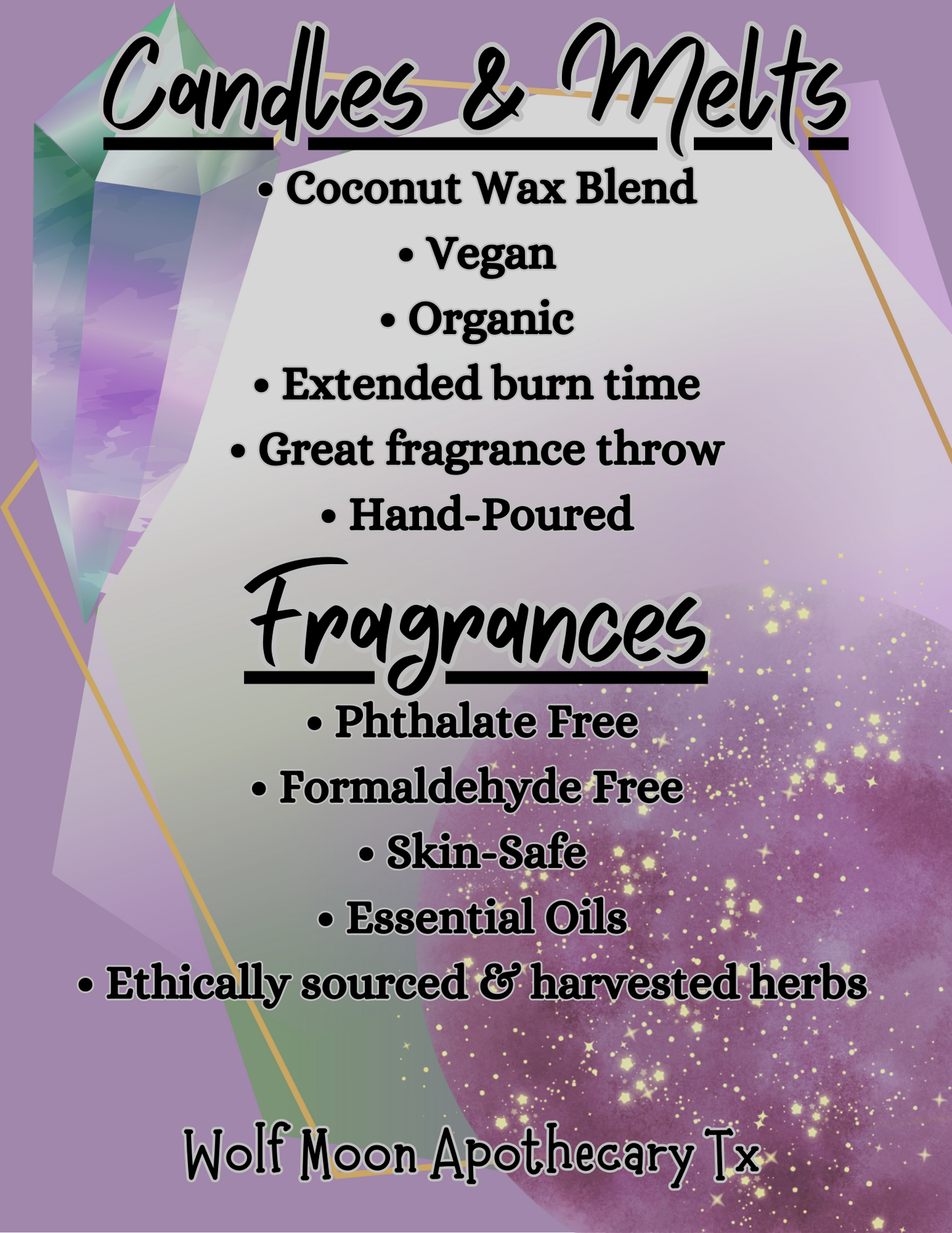 Luxury Scents Hand-Poured Candles in 16 Oz Amber Jars | Organic Coconut Wax Blend | Cotton Core Wicks - Wolf Moon Apothecary TX