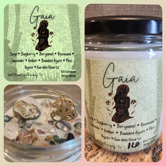 Gaia Candle with Crystals