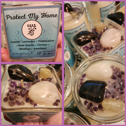 Protect My Home Candle with Crystals