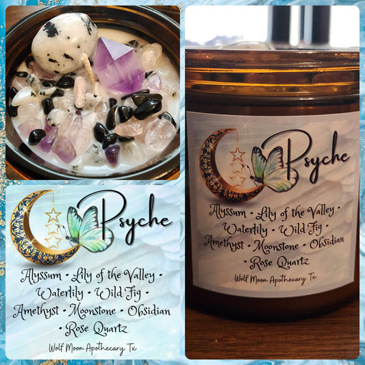 Psyche Candle with Crystals