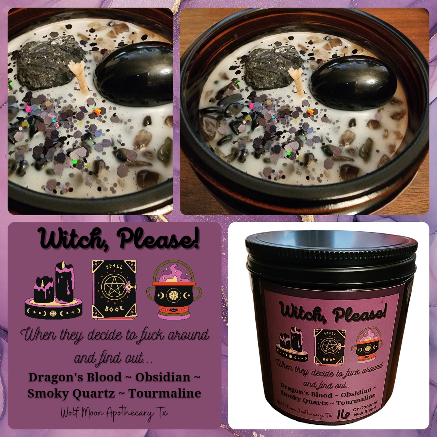 Witch, Please! Candle with Crystals