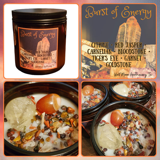 Burst Of Energy Candle with Crystals
