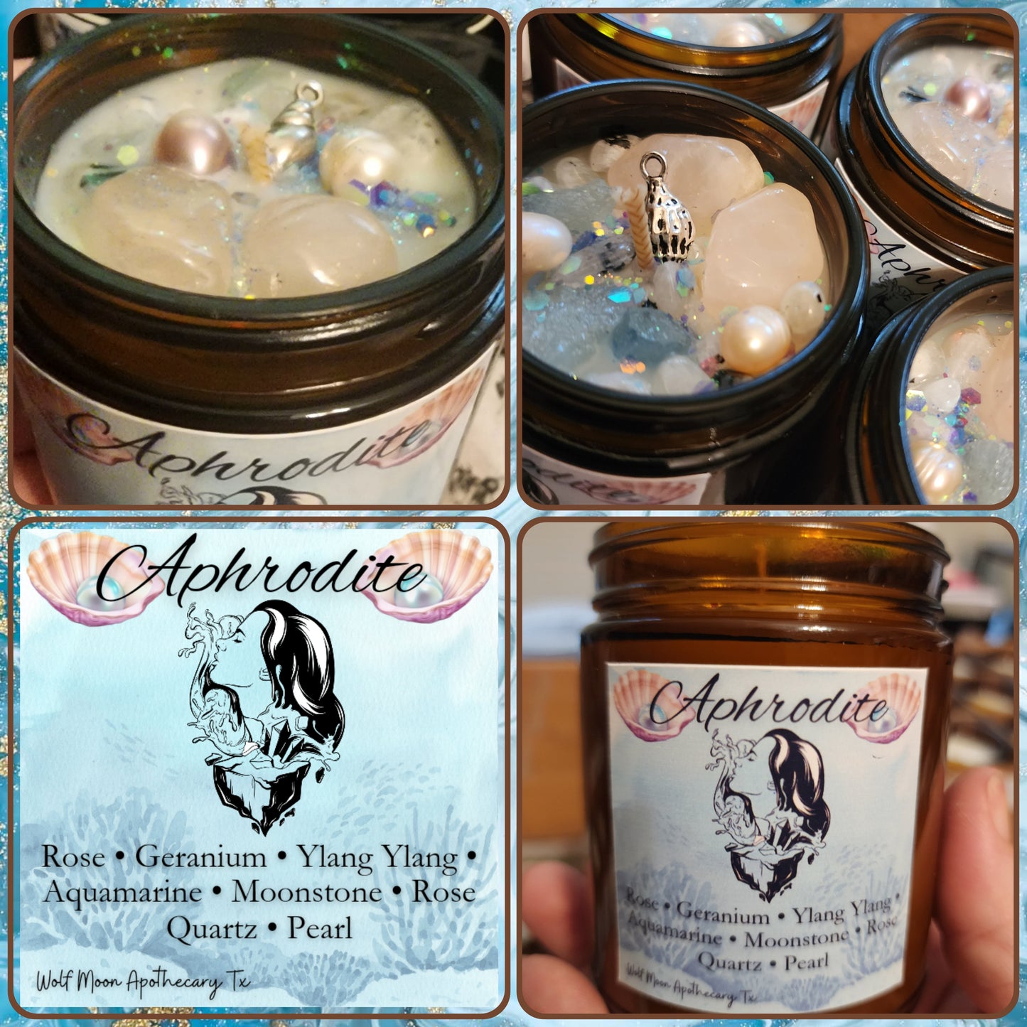 Aphrodite Candle with Crystals