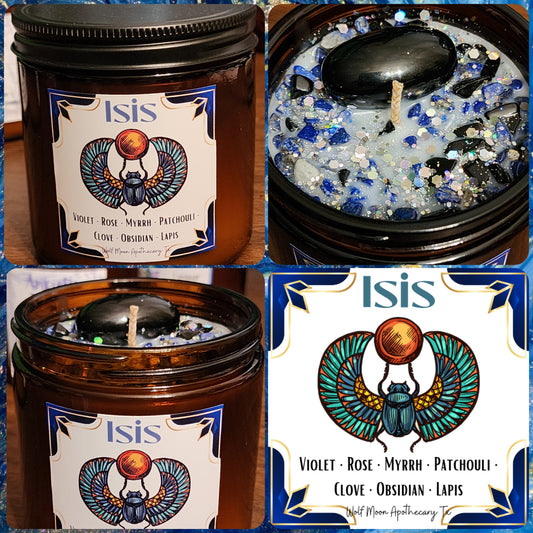 Isis Candle with Crystals