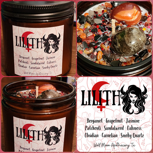 Lilith Candle with Crystals