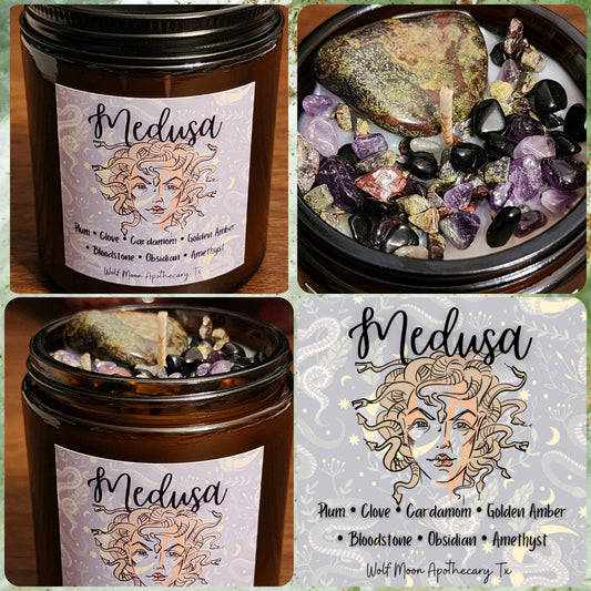 Medusa Candle with Crystals