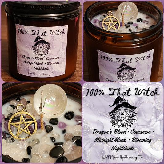 100% That Witch Candle with Crystals
