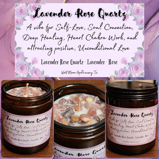Lavender Rose Quartz Candle With Crystals