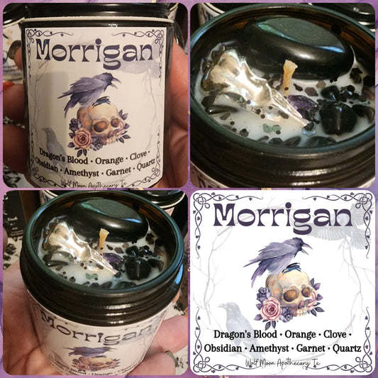 Morrigan Candle with Crystals