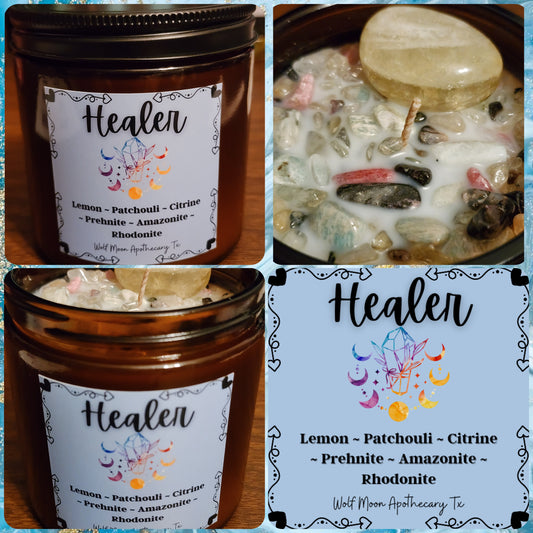 Healer Candle with Crystals
