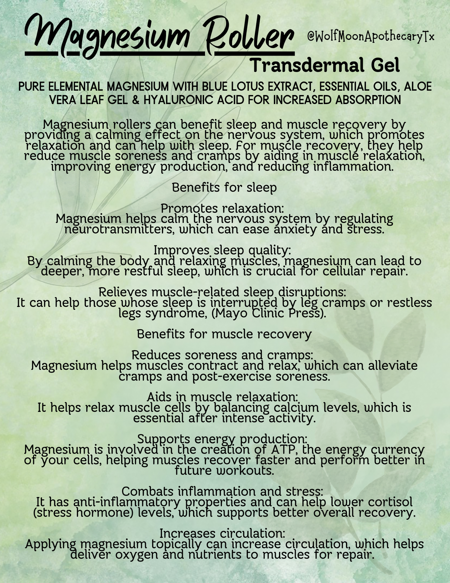 Magnesium Rollers | Transdermal Magnesium Gel | Magnesium Gel Rollers