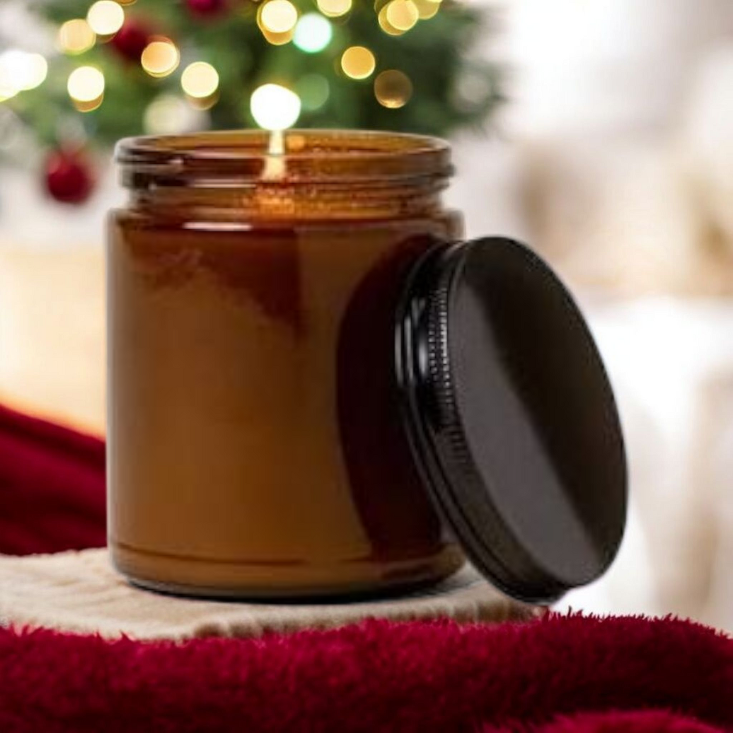 Winter Holiday | Hand-Poured Candles in 9 Oz Amber Jars | Organic Coconut Wax Blend | Cotton Core Wicks