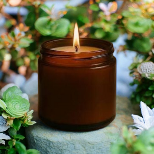 Aromatherapy | Hand-Poured Candles in 16 Oz Amber Jars | Organic Coconut Wax Blend | Cotton Core Wicks